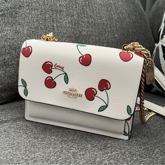 NWT Coach CE656 Mini Klare Crossbody Coated Canvas&Leather w Heart Cherry Print - Picture 3 of 9